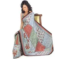 Send A fancy chiffon saree with specially designed beautiful Floral prints on the total drape, very fashionable and easy to carry.