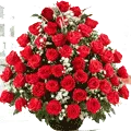 Send Red Dutch Roses in a Cane Basket for Mothers Day 