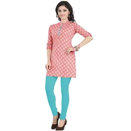 Beautifully Designed Pink Coloured Cambric Cotton Printed Kurti