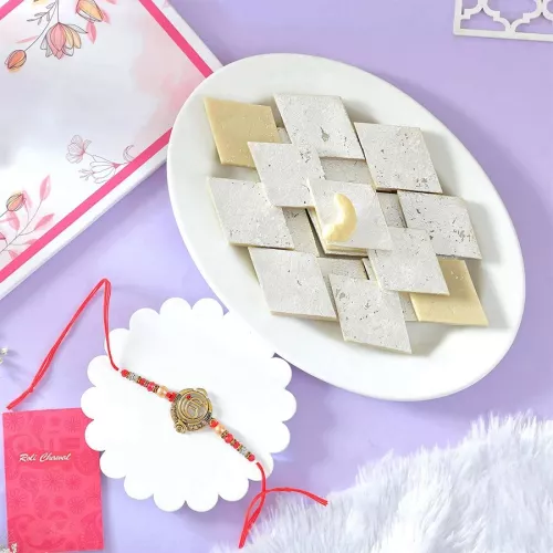 Cherished Rakhi with Kaju Katli & Wishes Card