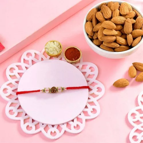 Traditional Rakhi with Almond Goodies Set