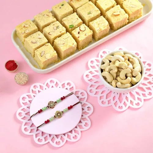 Floral Rakhi & Traditional Treats Hamper