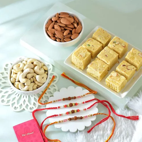 Sweet Moments with Rakhi , Nuts & soan Papdi