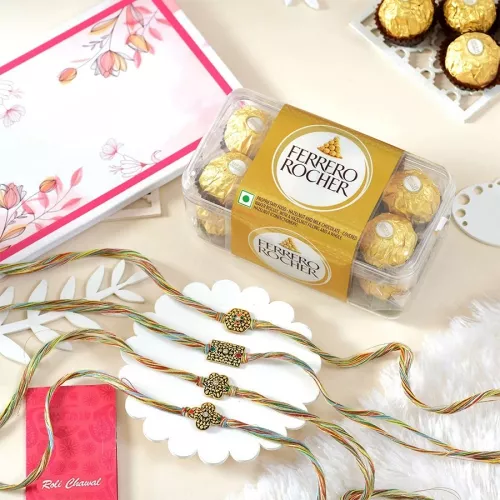 Rakhi Box of Joy  Charm Rakhi Set & Ferrero Rocher Chocolates