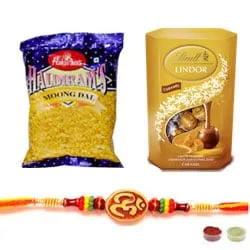 Sublime Festive Special Om Rakhi ,Lindt Chocolate with Moong Dal