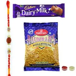 Blooming Fondest Pack of Earth Rakhi ,Moong Dal with Dairy Milk Chocolate