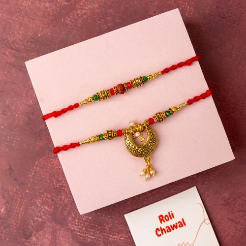 Ethnic Glow Couple Rakhi Set