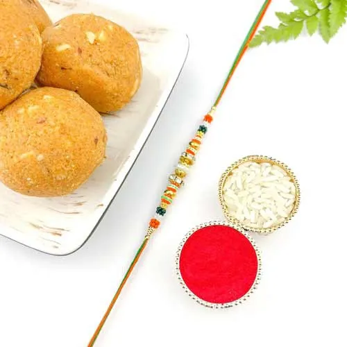 Desi Beads Rakhi with Scrummy Besan Laddos