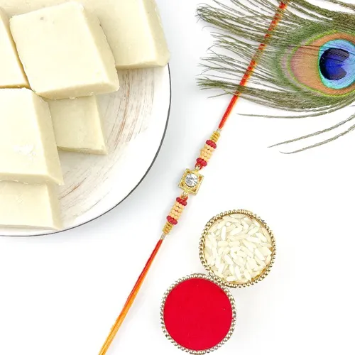 Kaju Katli Delight with Glaring Rakhi