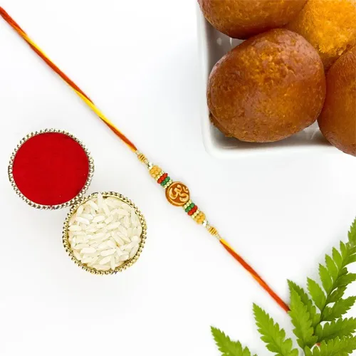 Sweet Feast Gulab Jamun with OM Rakhi