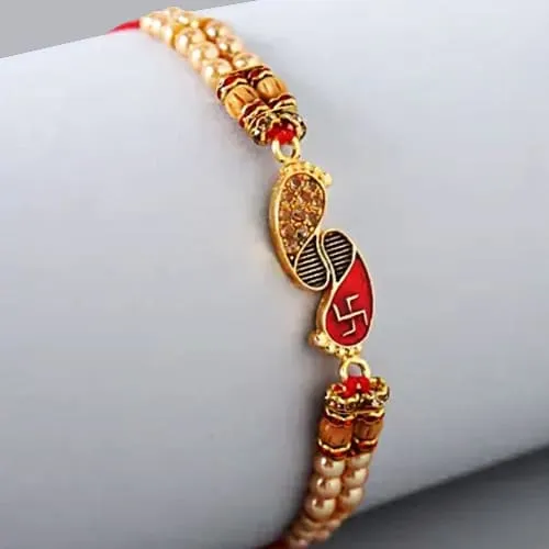 Swastik Paduka Pearl Rakhi