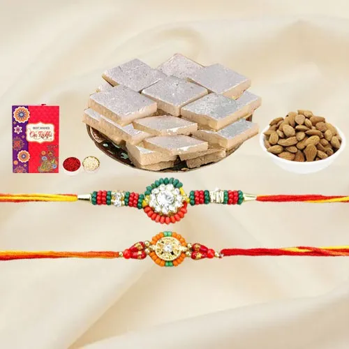 Hearty Almonds n Cashew with Desi Rakhi Duo
