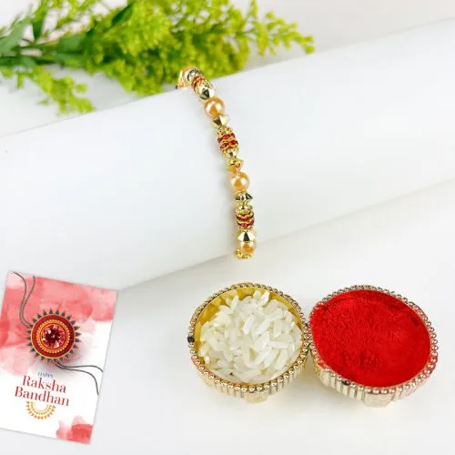 Special Pearl Rakhi with Ritual Essentials