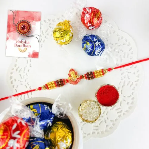 Sweet Ganesh Rakhi with Lindt Truffles Gift Set