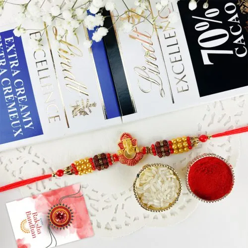 Ganesh Blessings Rakhi with Sweet Treats