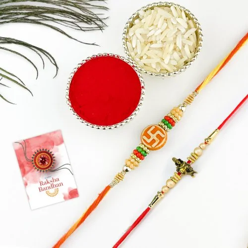 Divine Krishna & Swastik Rakhi Duo