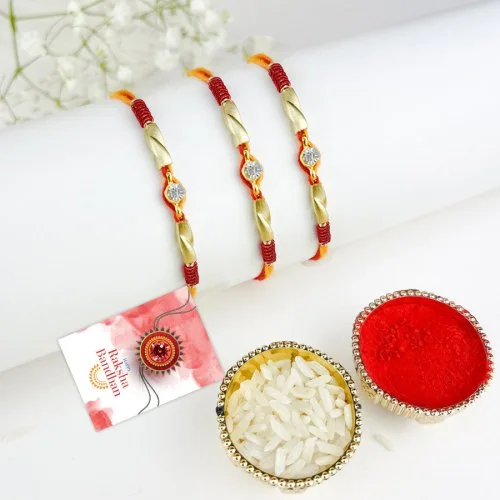 Stylish AD Rakhi Trio Pack