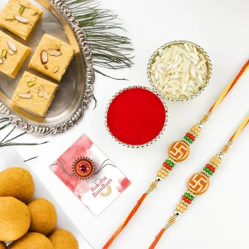 Rakhi Blessings & Mithai Gift Combo