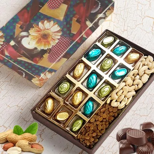 Appetizing Assorted Homemade Chocolates with Assorted Dry Fruits