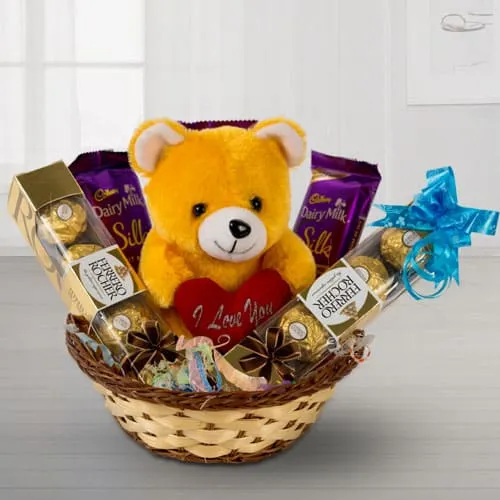 Buy Teddy with Chocos Basket