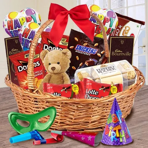 Deliver Chocolates with Teddy N Assortments Basket