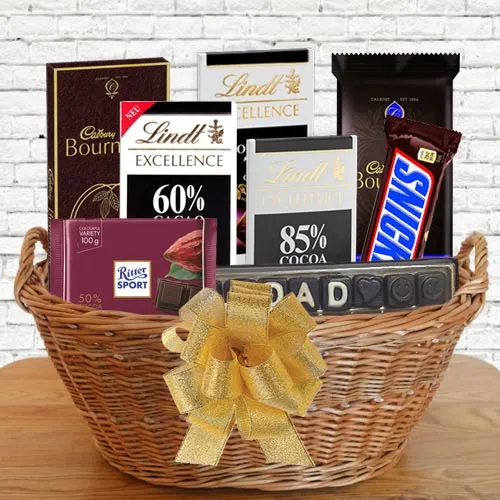Exquisite Gift Basket of Dark Chocolates for Papa