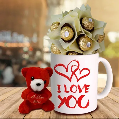 Send Teddy with Love You Coffee Mug N Ferrero Rocher