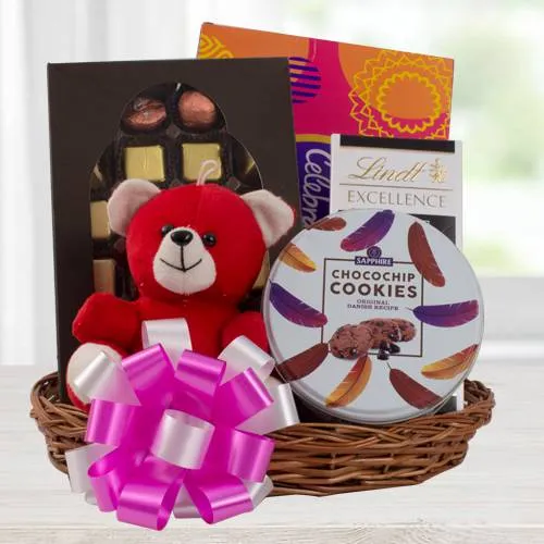 Send Chocolate Gift Basket with Teddy