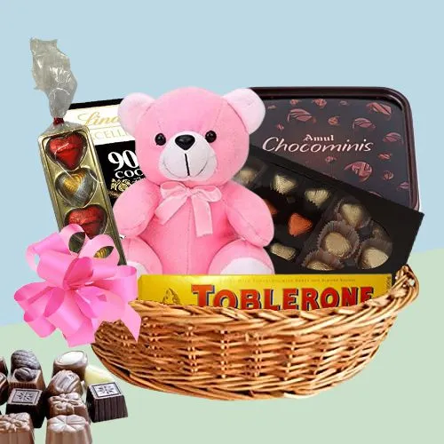 Wonderful Chocolate Gift Basket with Teddy