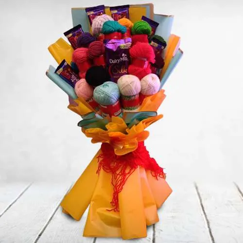 Deliver Knitting Wools n Mixed Cadbury Chocolate Bouquet