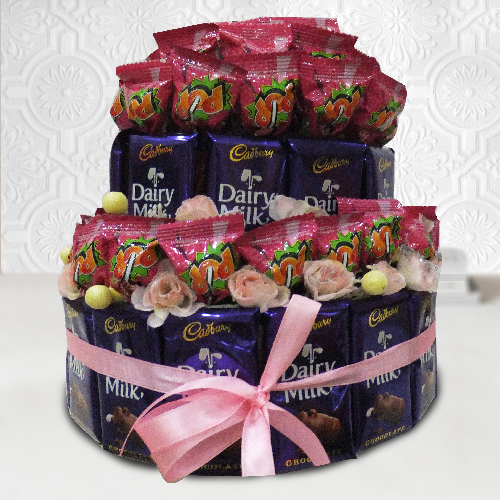 Deliver Chocolate N Lollipop Two Tier Arrangement