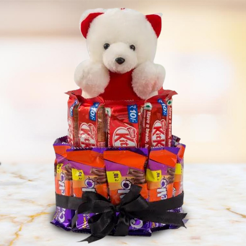 Deliver Chocolate n Teddy Arrangement