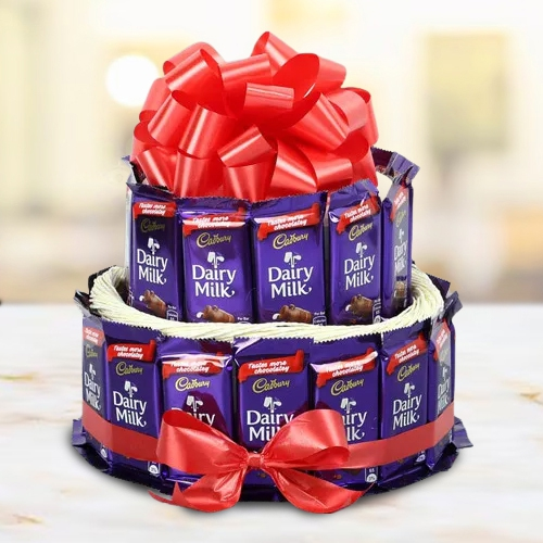 Deliver 2 Tier Arrangement of Cadbury Dairy Milk Chocolates