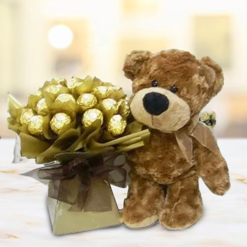 Wonderful Brown Teddy with Ferrero Rocher Chocolate