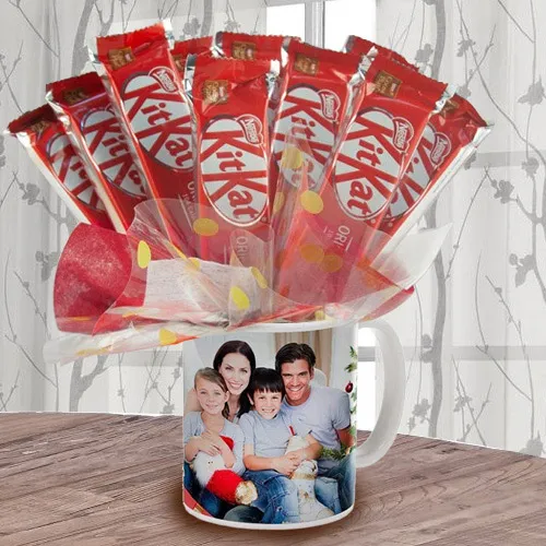 Amazing Bouquet of Kitkat in Personalized Coffee Mug