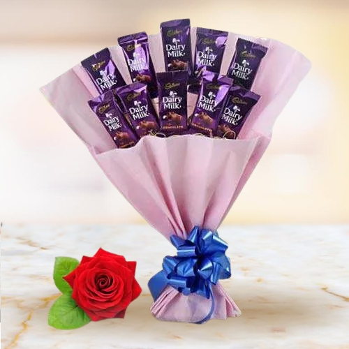 Wonderful Cadbury Dairy Milk Chocolate Bouquet with Free Single Red Rose