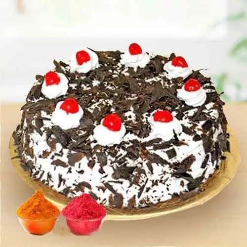 Scrumptious Black Forest Cake with free Gulal/Abir Pouch