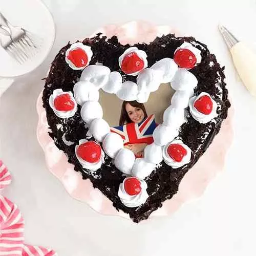 Heart Shape Black Forest Photo Cake