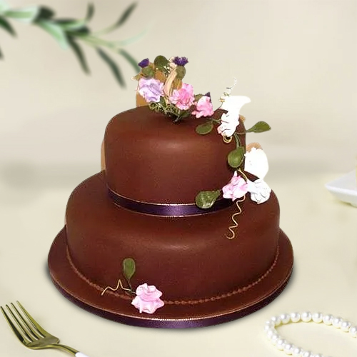 Scrumptious 2 Tier Chocolate Fondant Cake