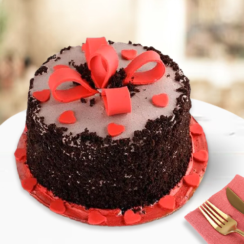 Yummy Eggless Black Forest Cake with Heart N Flower Design