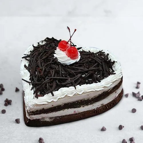 Scrumptious Eggless Black Forest Cake in Heart Shape