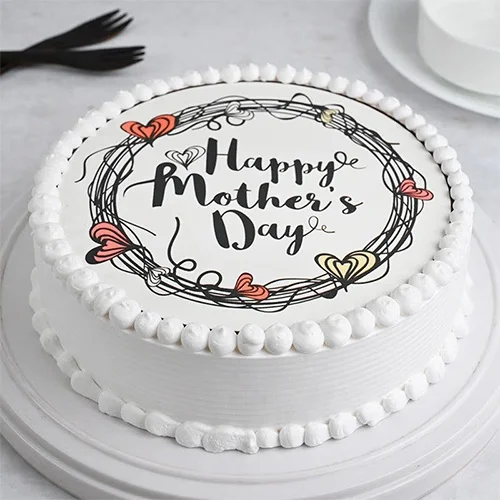 Mouth Watering Happy Mothers Day Vanilla Photo Cake