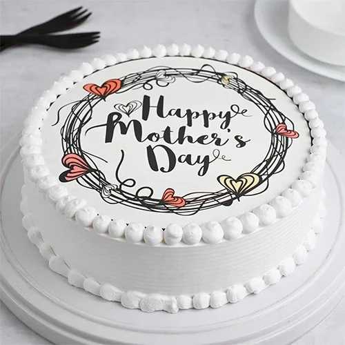 Deliver Mouth Watering Happy Mothers Day Vanilla Photo Cake