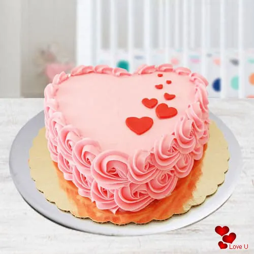 Delicious Heart Shape Strawberry Cake