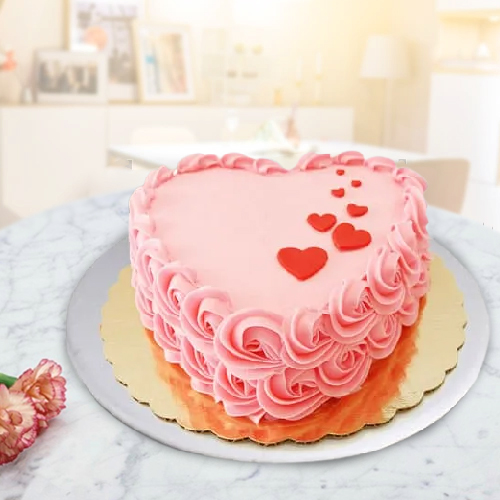 Tasty Heart Shaped Strawberry Cake