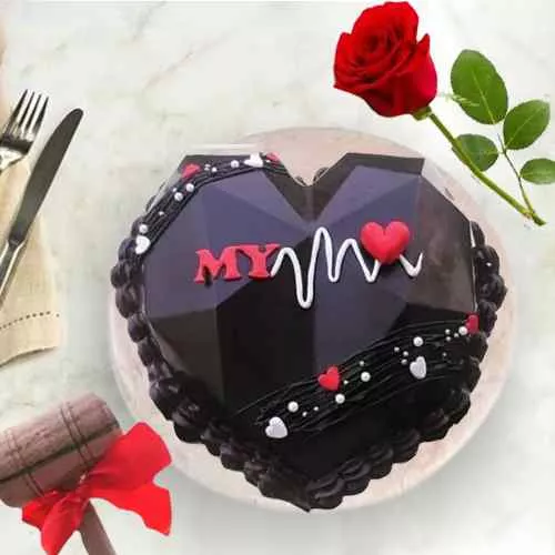 Exclusive Heart Shape Smash Cake with Single Rose