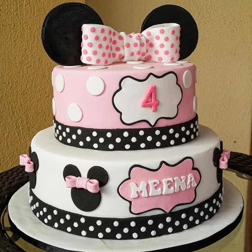 Delectable Minnie Mouse Two Tier Cake for Birthday