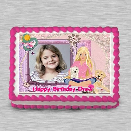 Finest Barbie Personalized Photo Cake for Kids Party
