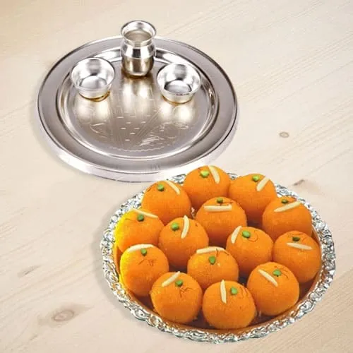 Yum Ladoo N Silver Plated Thali