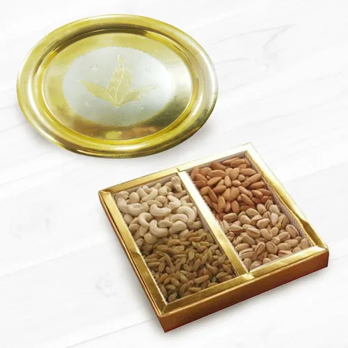 Mixed Dry Fruits N Gold Plated Thali